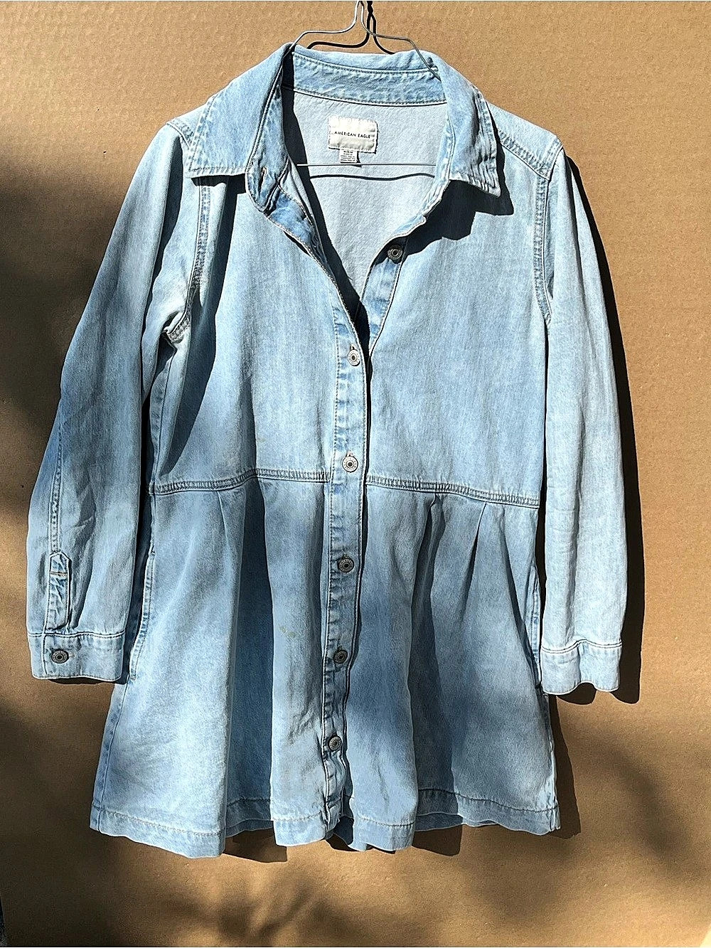 American Eagle Denim Shirt Dress in Blue Size Medium